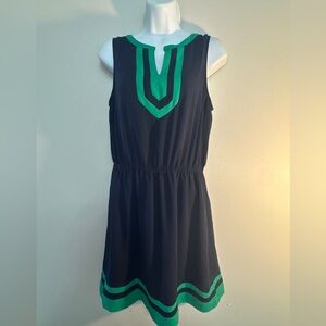 🐿️ 41 Hawthorn Navy & Green Trimmed Shift Dress – Size S